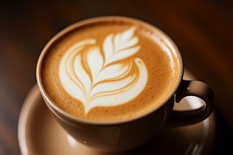 Latte art in a cup of coffee
