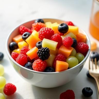 Bowl of mixed fresh fruit salad